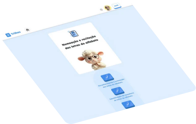 Tela do app Trilhas exibindo o progresso do estudante